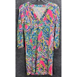 Lilly Pulitzer Rossmore V-Neck T-shirt Dress 3/4 sleeves Vibrant Pima Cotton XXS